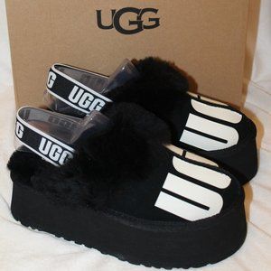 NIB UGG WOMEN'S CHOPD FUNKETTE SLIPPER SANDALS BLACK WHITE